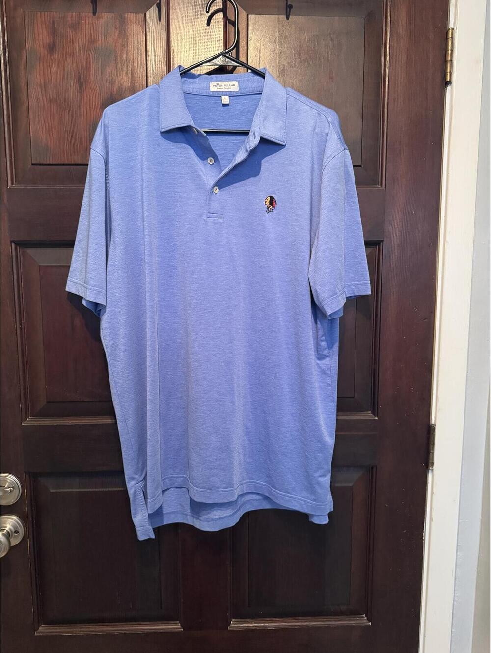 Peter Millar Indian Hills Golf Course Light Blue Polo Shirt with Logo Size Lrg.